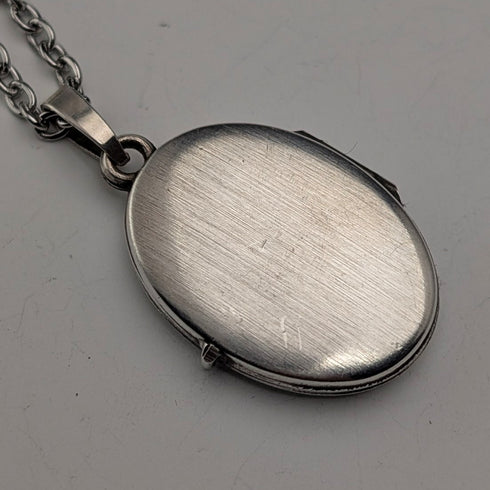 復古純銀橢圓形小盒吊飾搭配項鍊